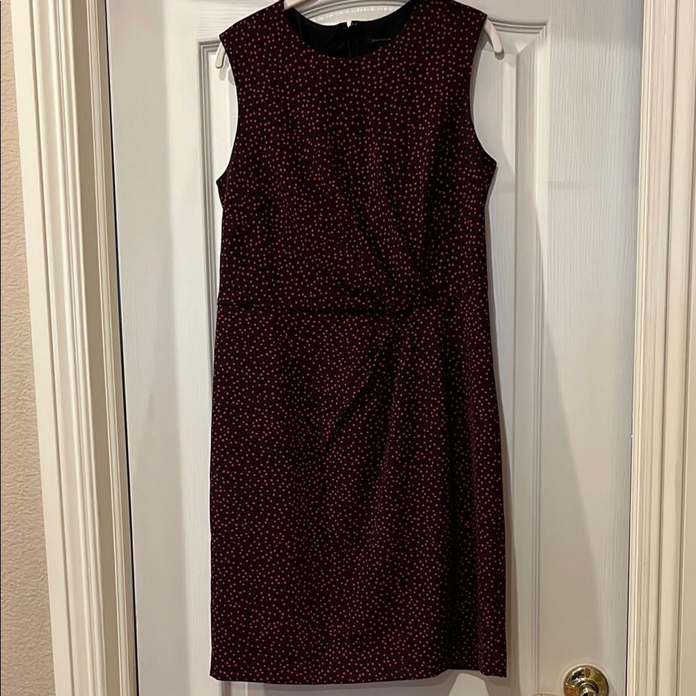Ann Taylor Black/Red Ruched Sheath Midi Dress, size 8